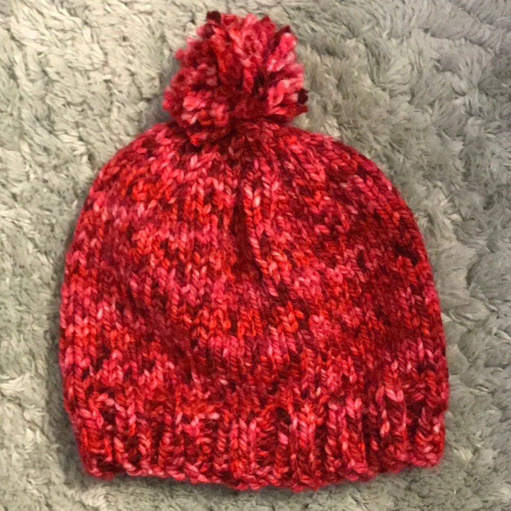 Knit Beanie in Shades of Red